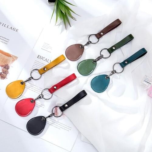 Cow Leather Keychain Key Ring Doorlock Access Control Tags Keyfob Tokey Tag ID Card box Keychain Access Card Bag Key Tag Ring