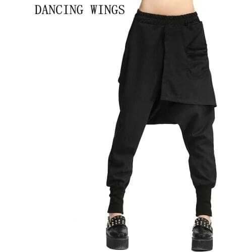 Spring Autumn Women Casual Pants Femme Fashion Hip Hop Dance Big Crotch Harem Pants Black