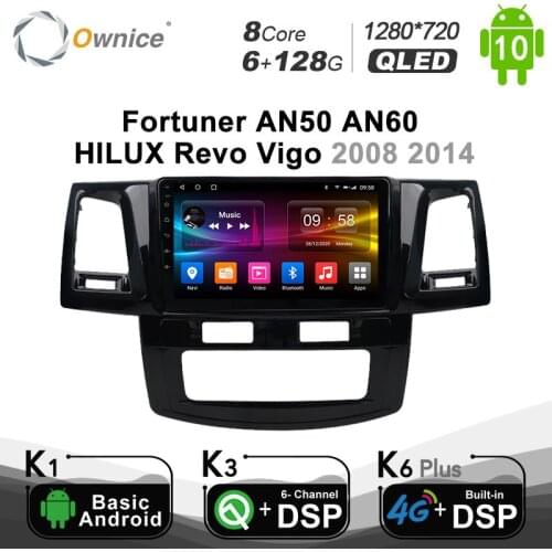 Carplay PX6 8Core Android 10 Car Multimedia Player For Toyota Fortuner AN50 AN60 HILUX Revo Vigo 2008-2014 Navigation GPS Radio