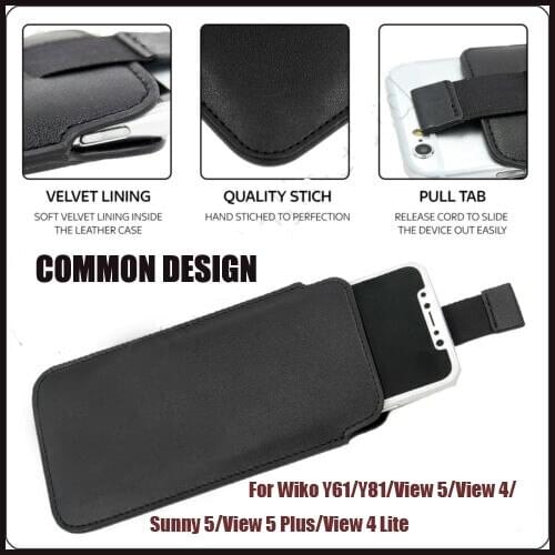 Casteel PU Leather Case For Wiko Y61 Y81 View 5 Plus View 4 Lite Sunny 5 View 5 View 4 Pull Tab Sleeve Pouch Case Cover