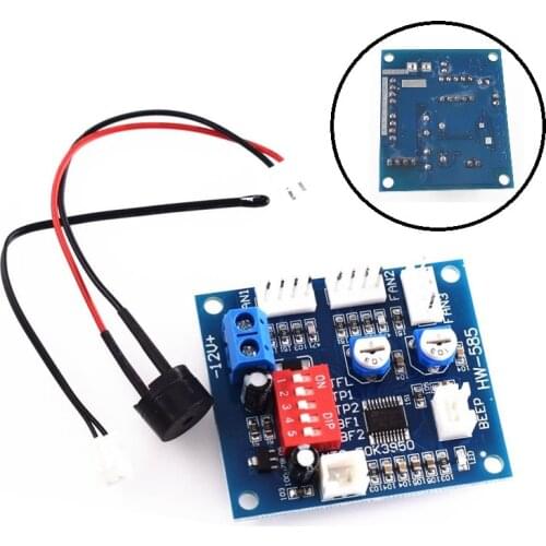 DC 12V 5A NTC 3950 Thermistor PWM Temperature Probe Speed Controller Board Control Module Buzzer CPU Fan High-Temp Alarm 50k
