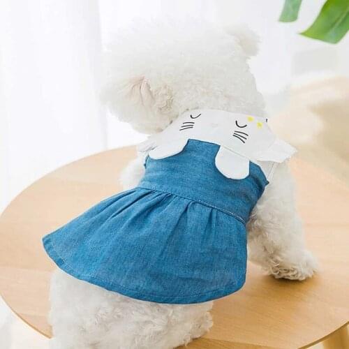 Small Dog Dress Denim Skirt Cat Puppy Yorkshire Shih Tzu Jeans For Dog Maltese Pomeranian Poodle Bichon Denim Clothes For Dogs