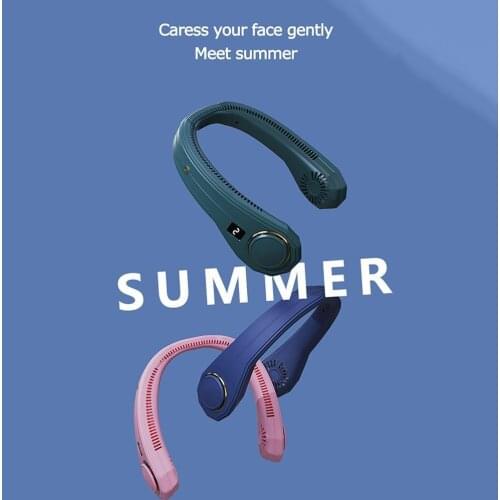 Neckband Electric Fan Power Digital Display Usb Third Gear Hanging Neck Rechargeable Portable Air Conditioning Bladeless Fan