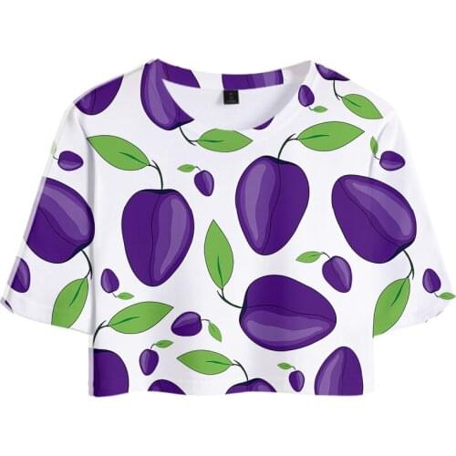 Many Fruits 3D Summer Girls women T-shirts Exposed navel Hip Hop comfortable Full Print Fruits 3D T-shirts Exposed navel Top