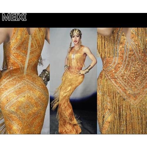 Hawaiian rhinestone fringed dress birthday party banquet nightclub bar concert DJ singer/dancer costume