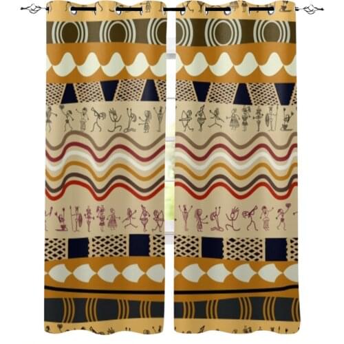 Ethnic Culture Geometry Window Curtains for Living Room Luxury Kitchen Bedroom Drapes Home Decor Backdrop Curtain