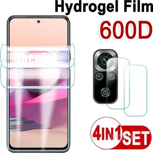 Hydrogel Film For Xiaomi Redmi Note 10 Pro 2PCS Safety Film+2PCS Camera Glass Redmy Note10 10Pro 10s Note10Pro Water Gel Film HD