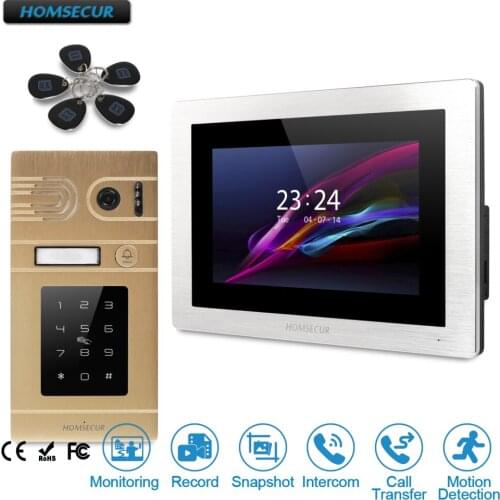HOMSECUR 7" Video Door Phone Intercom System with Password Access & Call Transfer for House/Flat BC071-G+BM714-S