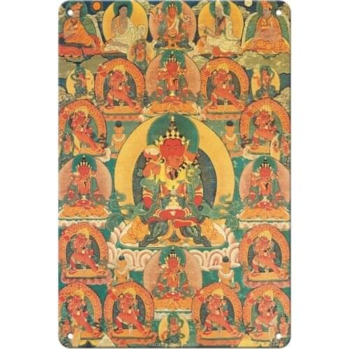 Infinite life Wang Zang Tangka Buddhist painting art print in various colors 8 x 12 in tin sign