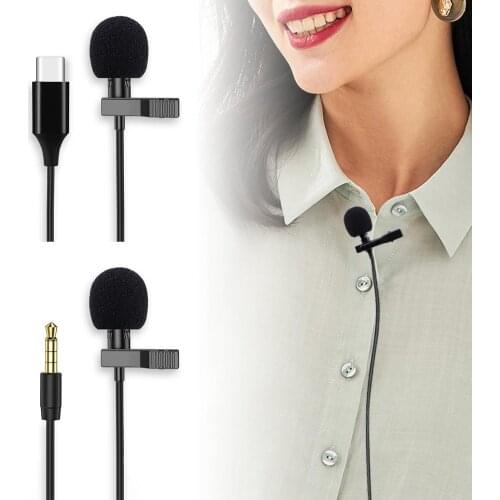 3.5mm/Type-c Mini Lapel Clip Microphone Mic Condenser Audio Recording for Phone