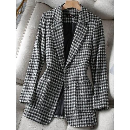 Korean autumn sports jacket womens oversized clothing Plaid sports jacket office womens jacket spring oversized clothing