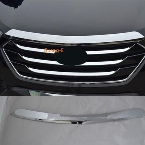 Car Cover Bumper Engine ABS Chrome Trim Front Grid Grill Grille Frame Edge 1pcs For Hyundai IX45 SantaFe Santa Fe 2013-2018