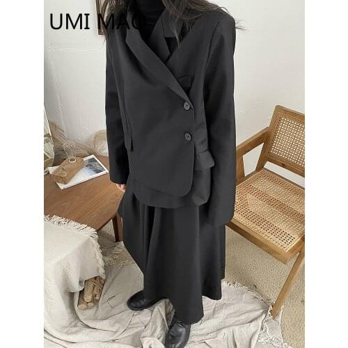 UMI MAO Spring Autumn New Ladies Niche Design Sense Retro Deconstruction Yamamoto Wind Dark Black Small Black Suit Jacket Loose