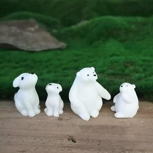 Mother Son Dog Polar Bear Figurine Resin Craft Figure Animal Model Miniature Fairy Garden Decoration Home Decor DIY Accessories