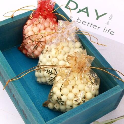 100pcs 9x12cm Snow Flowers Organza Bags Drawable Wedding Party Decoration Gift Bags Pouches Jewelry Packaging Bags