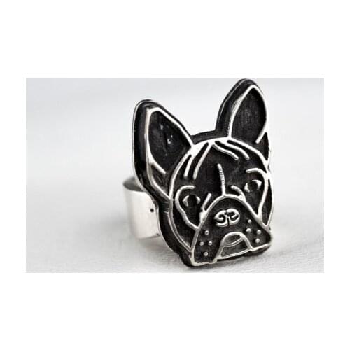 Trendy New Adjustable Vintage French Bulldog Rings Fashion Animal Power Men Rings