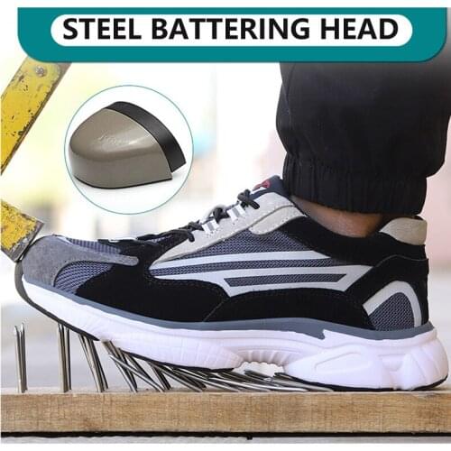 Men with Steel Toe Cap Casual Mens Boots Work Indestructible Shoes Puncture-Proof Work Sneakers Breathable Mens Safety Boots