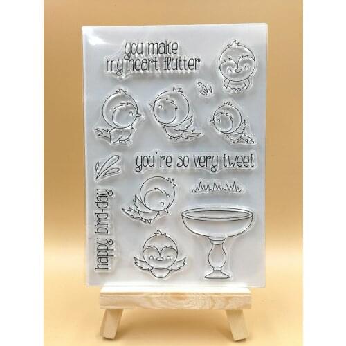Cartoon Birds Design Silicone Transparent Stamp Clear Stamps Set for DIY Scrapbooking Photo Album Decoration Supplies