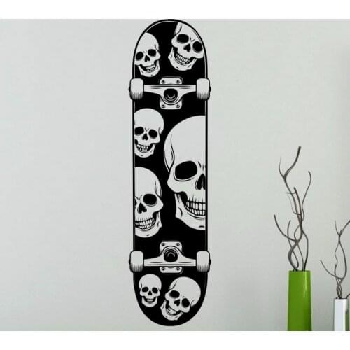 Skull Skateboarding Wall Sticker Decal Skiing Posters Vinyl Wall Decals Pegatina Decor Mural Skating Car Decal Sticker