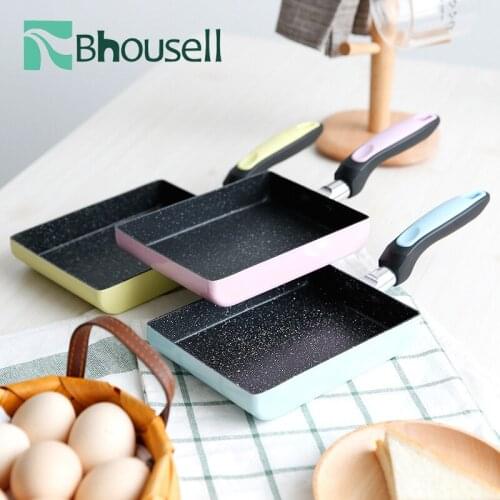 Stainless Steel Frying Pan Handheld Non-stick Pan Smokeless Pancake Fried Egg Rectangular Pan Kitchen Tool Gas Appliance