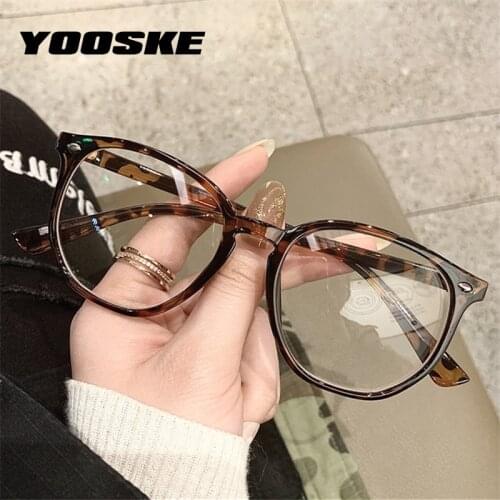 YOOSKE Anti Blue Light Computer Glasses Frame Men Vintage Leopard Irregular Polygon Eyeglasses Women Retro Optical Lens