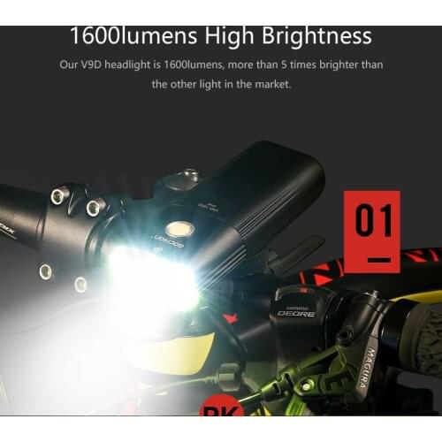GACIRON Bike Front Headlight Cycling Bicycle Rechargeable Flashlight IPX6 Waterproof 5000mAh 1600Lumen LED Lamp Bike Accessories
