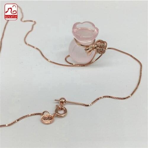 Baceda improve interpersonal relationships Natural Rose Quartz Pendant (Heart,Moneybag&Round) for women With Gift Box Packaging