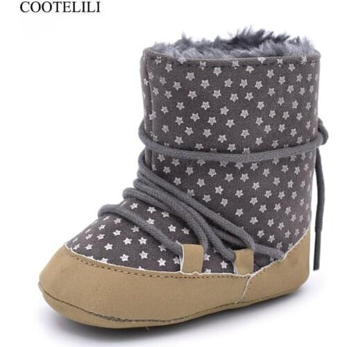 COOTELILI Anit-Slip Baby Shoes For Girls Boys Winter Warm Fleece Baby Boots Baby First Walker Shoes Learning Walking Boots