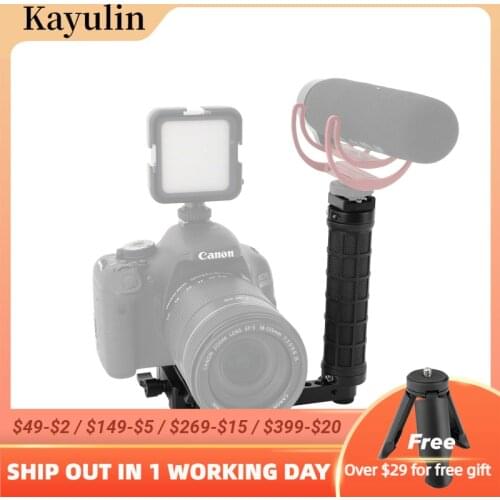 Kayulin Tripod Mount Bracket Handy Camera Holder Rig With Rubber Handle L Type Handle Grip For Canon Nikon Sony Panasonic Camera