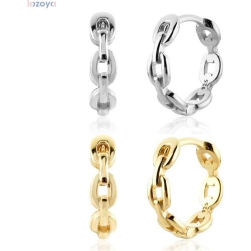 Lozoya 925 Sterling Silver Gold Chain Hoops Earring Jewelry Wedding Piercing Luxury Gift Round Pendiente Luxury Jewelry