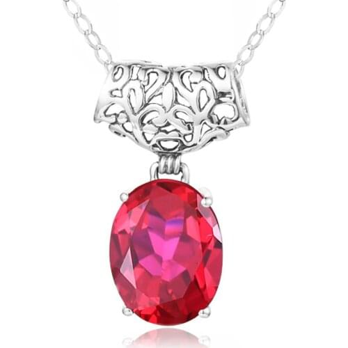 Silver 925 Jewellry Ruby Pendants for Women Wedding Gemstone Ruby Bizuteria Pendant Necklaces Trendy Fine Jewelry Factory