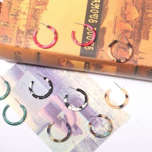 Female Korean Simple Acrylic Round Circle Hoop Earrings For Women Girl Jewelry Gift 5 Colors Acetic Acid Statement Earrings