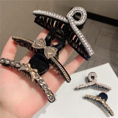 Rhinestone chain grabbing clip back head hair grabbing out large plate hairpins
