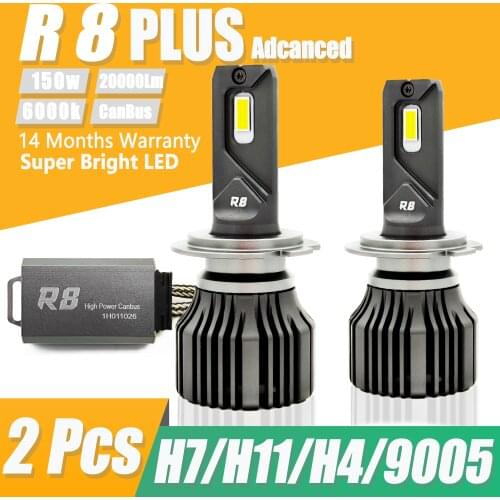 R8 Plus H7 Led Canbus Headlight Super Luces Led H4 6000K Dc12V White H11 Led Bulb