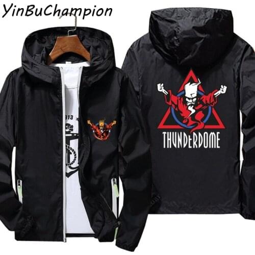 Thunderdome Wizard Logo Hardcore Techno And Gabber Mens Street Thin Sunscreen Windbreaker Skin Zipper Jacket Coats Plus Size