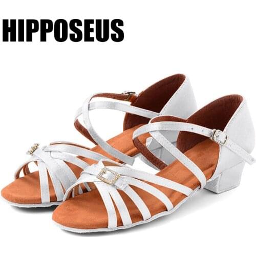 Hipposeus Childrens Dance Shoes for Girls Women Latin Dance-shoe Ladies Ballroom Modern Tango Dancing Performance Salsa Sandral