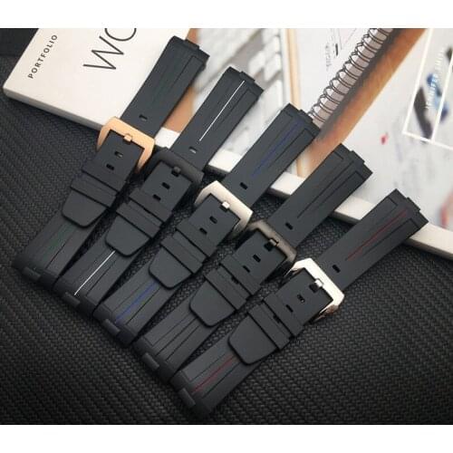 Top quality Black 24mm Rubber Silicone band Waterproof with Needle Buckle Watchband fit for Panerai strap Watch Accessories tool