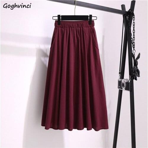 Skirts Women Solid Red Basic All-match Simple Harajuku Korean Preppy Style Fashionable Loose Slim Casual Chic Abdomen Popular