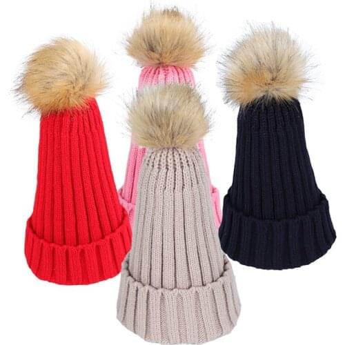Women Autumn Winter Stretch Knit Warm Fold Black Cap Female Acrylic Wool Hairball Knit Windproof Pointy Fluorescent Hat K41