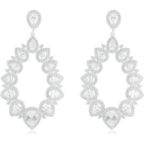 GrayBirds Brand New Fashion Clear Big Water Drop Design AAA Cubic Zirconia Long Dangle Earring For Women Yellow Red White MLE087