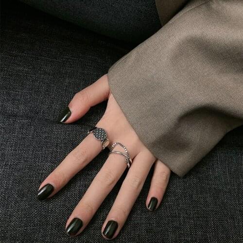 Engagement Trendy Round Mosaic 925 Sterling Silver Ring For Women Punk Boho Adjustable Designer Big Finger Rings Jewelry Gift