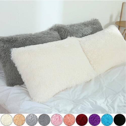 1/2pcs Shaggy Pillowcase Plush Pillow Case Fluffy Decorative Pillow Covers Solid Color Cushion Cover Bedding Supplies 50x70cm