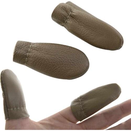 1 Pair Hand Cow Leather Thick Tough Craft Thumb Index Finger Sleeve Thimble Protector MUMR999