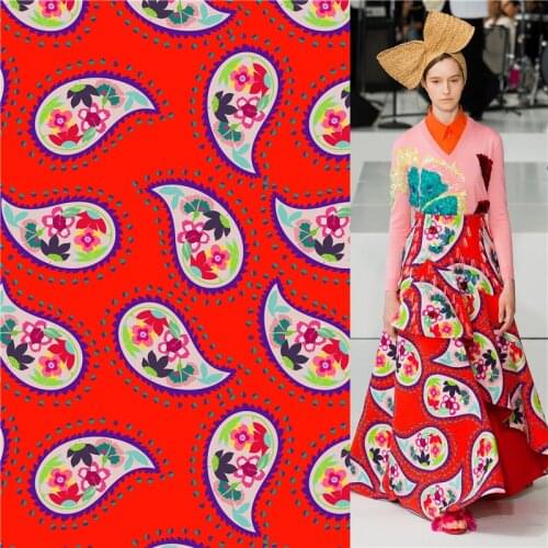 100% polyester stretch fabric dress cashew flower pattern printed fabric thin dress sewing diy patchwork 107