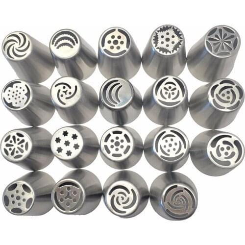 19 PCSNEW Russian Tulip Tips Stainless Steel Icing Piping Nozzles Pastry Decorating Tips Cake Cupcake Decorator icing dispenser