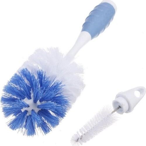 2 In 1 Baby Bottle Brushes Baby Nipple Milk Bottle Cup 360 Degree Pacifier Brushes Kids Milk Feed Bottle Nipple Pacifier Brushes