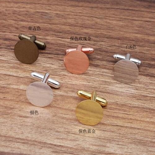200pcs 15mm Flat Glue Pad Cufflink Blank Jewelry Settings French Cufflink Base Cufflinks Findings Accessories