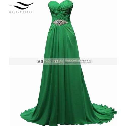 2015 New Arrival Court Train Beading Pleat Sweetheart Chiffon Elegant Prom Dress Long A-Line Vestido De Festa Longo (SL-P125)