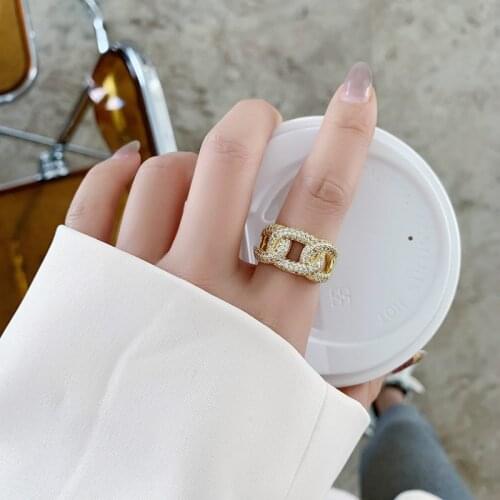 2020 Korean New Exquisite Quality Twist Chain Open Ring Fashion Simple Versatile Ring Elegant Female Jewelry