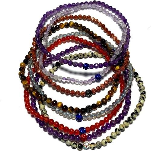 3mm Chakra Stone Beads Stretch Energy Bracelet Natural Round Amethysts Agates Labradorite Bangles for Women Men Yoga Jewelry